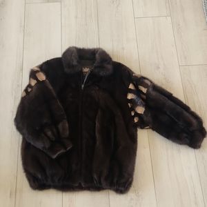 Koslow's Women's Real Fur Mink Bomber Jacket